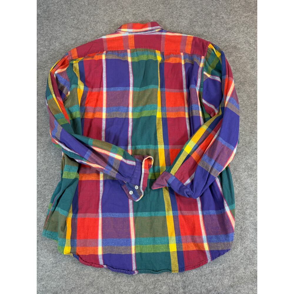 VTG 90s Oakton Button Down Shirt Sz XL Tall Plaid Flannel Western Cowboy Cotton - Picture 2 of 6